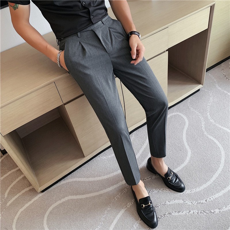 Quần âu nam cạp cao - kiểu mới dáng ống côn công sở Hàn Quốc cao cấp , quần tây trắng nam,màu đen , màu xám