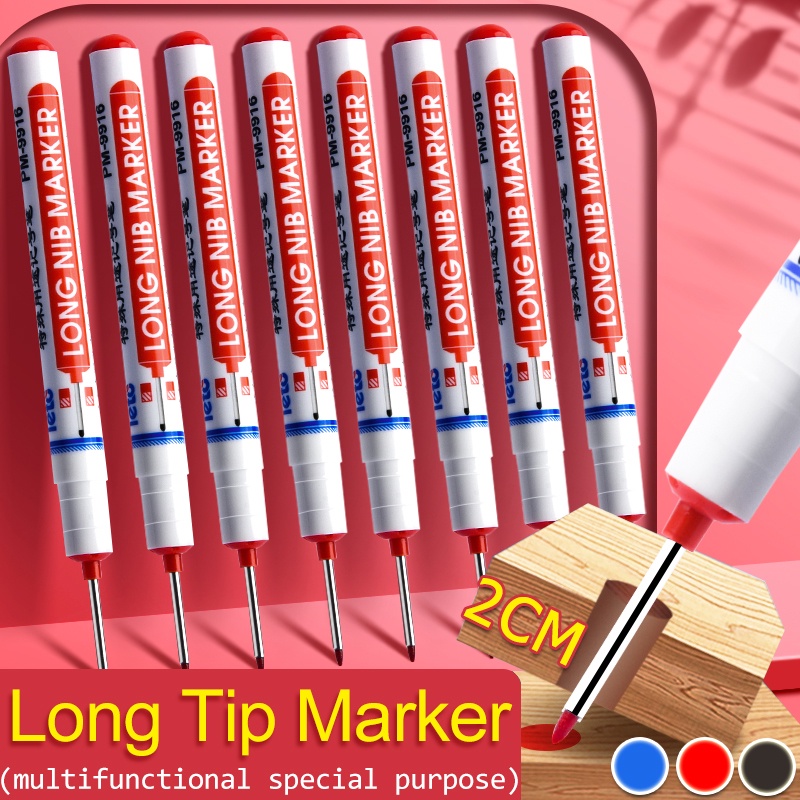 Bút Lông Đánh Dấu Ngòi Dài 2cm Đa Năng Chống Thấm Nước Nhanh Khô Màu Đỏ / Xanh Dương / Đen Cho Làm Mộc, Kim Khí, Xây Dựng