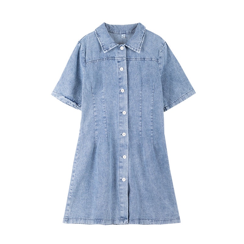 Đầm Denim Cổ polo Tay Ngắn Thời Trang Mùa Hè Hàng Mới Dành Cho Bạn Nữ 2022
