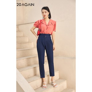 Quần baggy nữ công sở 20again , đủ size, cạp liền xếp ly qgw0993
