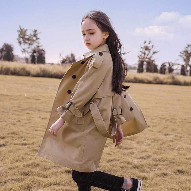 Áo khoác IQ ANGEL dáng dài chống gió phong cách Hàn Quốc thời trang mùa thu dành cho bé gái