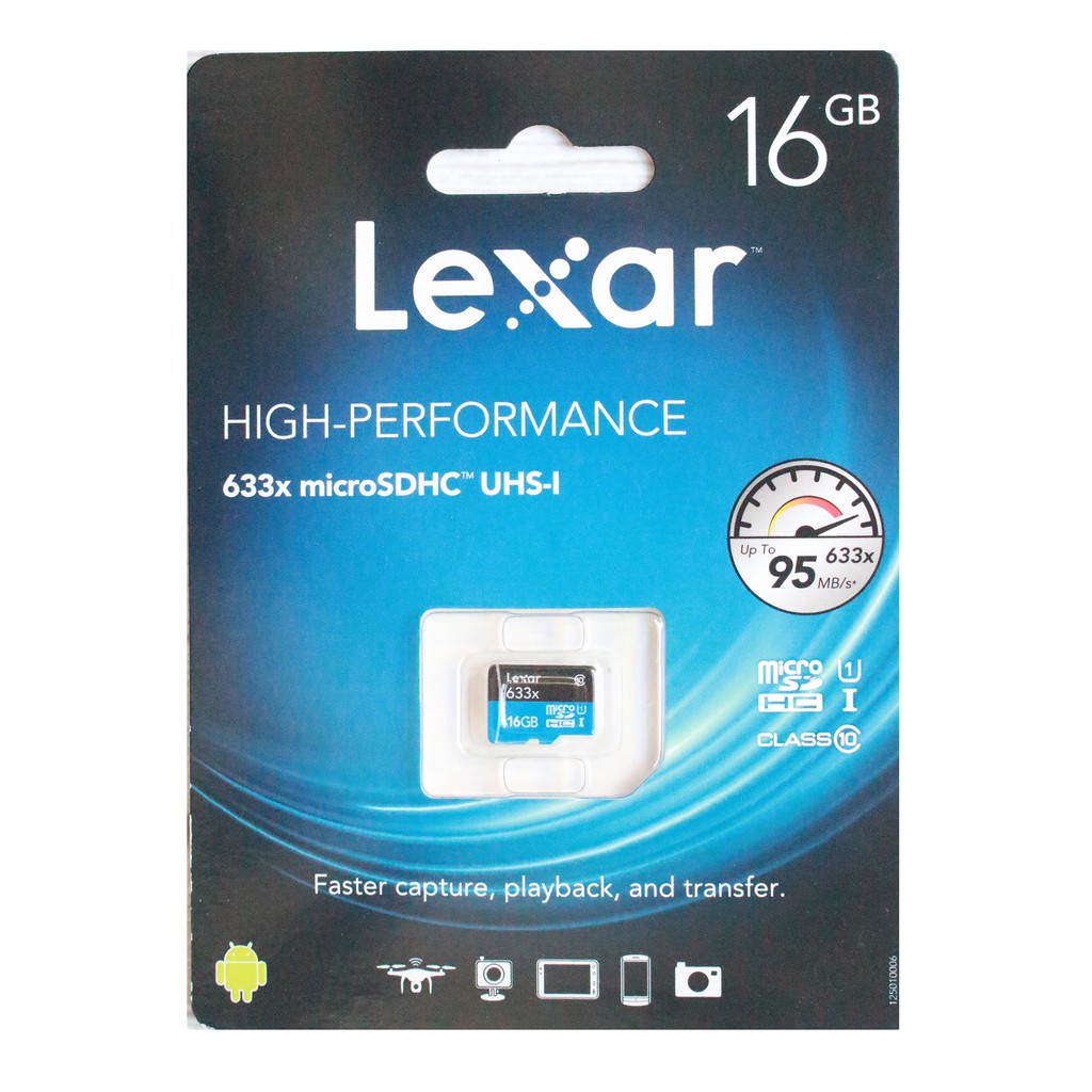 Thẻ nhớ MicroSDHC Lexar Class 10 U1 16GB 633x 95MB/s - Full box (Xanh)