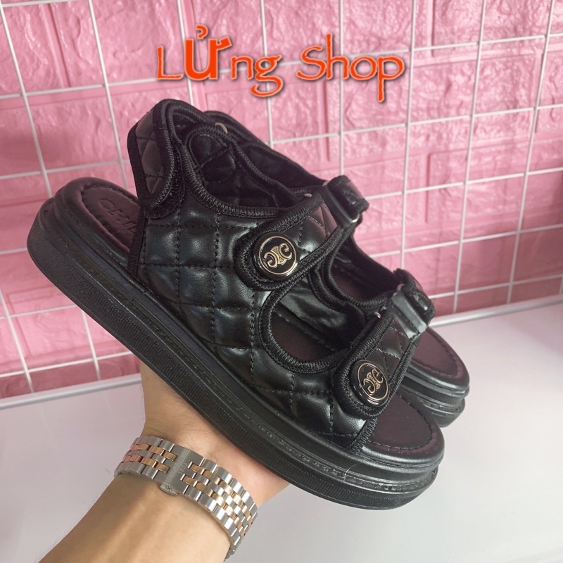 Dép sandal thể thao nữ 2 quai dán trám trầm LỬNG SHOP đế bánh mì siêu nhẹ cao 3cm