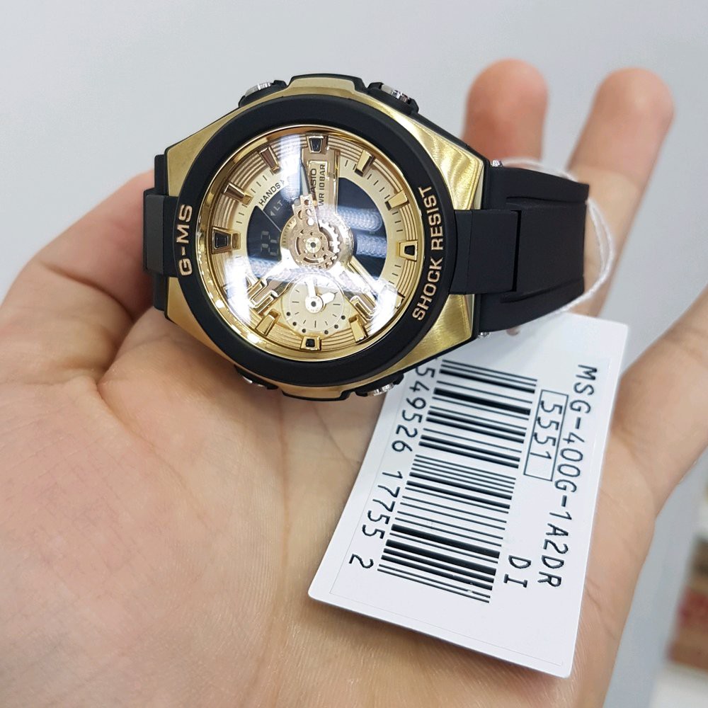 Đồng Hồ đôi Casio Baby G MSG-400G-1A2DR và G-shock GST-400G-1A9DR kính cường lực chố