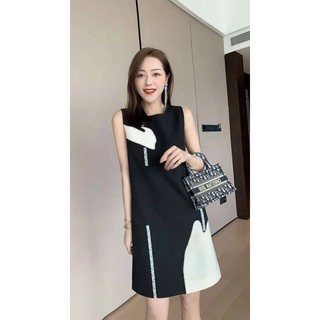 Hàng qc - đầm suông sát nách phối màu cao cấp - lct75