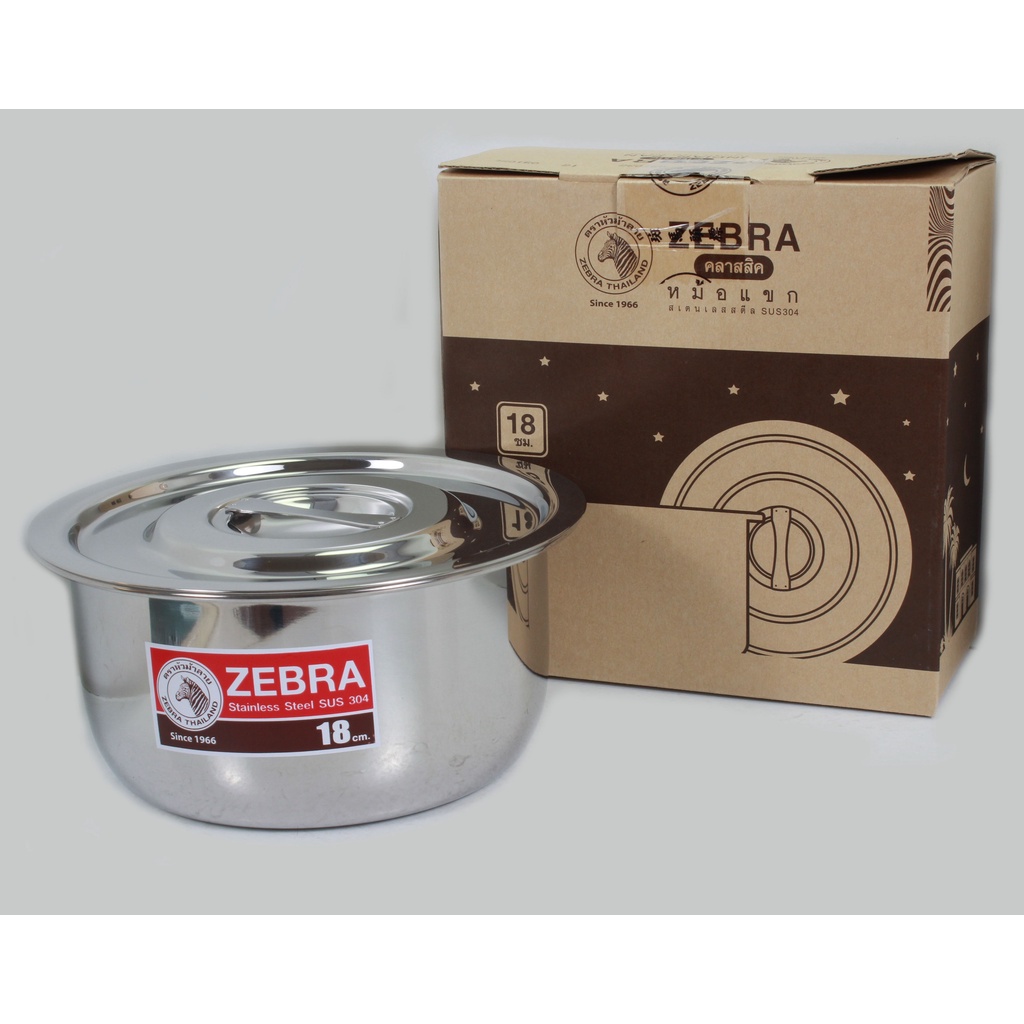 Thố Inox có nắp Zebra, 18cm -170018 - 1 Đáy Loại Dày, Inox 304 nhập khẩu Thái Lan