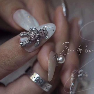 Charm Gấu Chuyển Động Đính Đá Lấp Lánh Cao Cấp Trang Trí Móng Tay