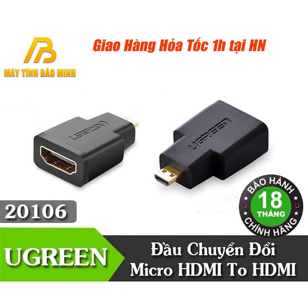 Đầu Chuyển Micro HDMI sang HDMI Ugreen 20106 - Hàng Chính Hãng