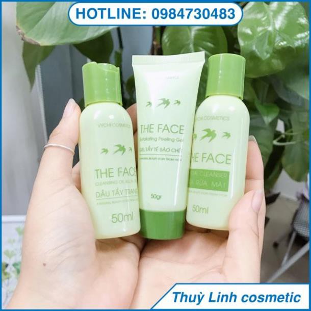 [SẢN PHẨM CHÍNH HÃNG] Bộ ba SKINCARE SỮA RỬA MẶT/GEL TẨY TẾ BÀO CHẾT/DẦU TẨY TRANG THEFACE-VYCHI chai nhỏ 50ml