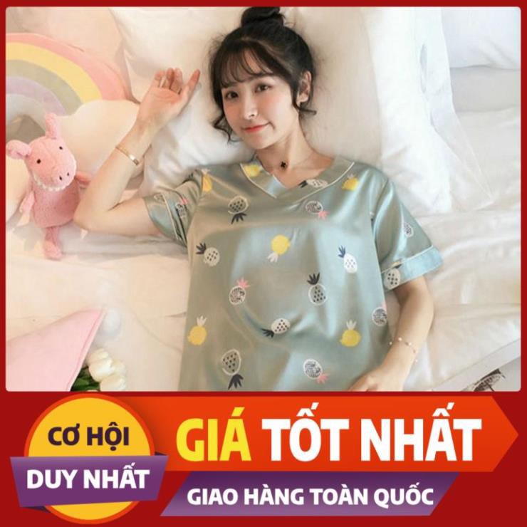 Đồ bộ nữ ❤️Freeship đơn 50k❤️ Bộ pijama cộc tay lụa satin đẹp mặc ngủ mềm mịn - Quần Áo ngủ new