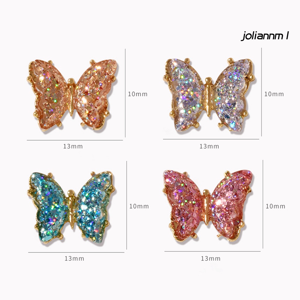 Hạt cườm hình bướm 3D bằng hợp kim đính đá trang trí làm đẹp móng tay