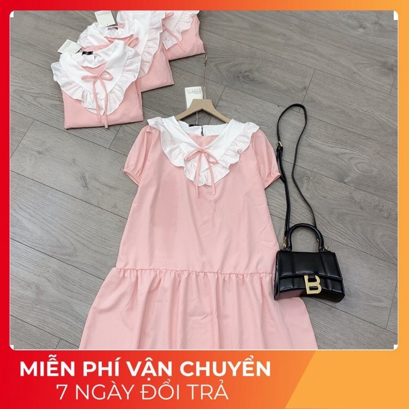 Váy Hồng  Phối Cổ Bèo Babydoll Siêu Bánh Bèo  Mặc Đi Dự Sinh Nhật Thì ...