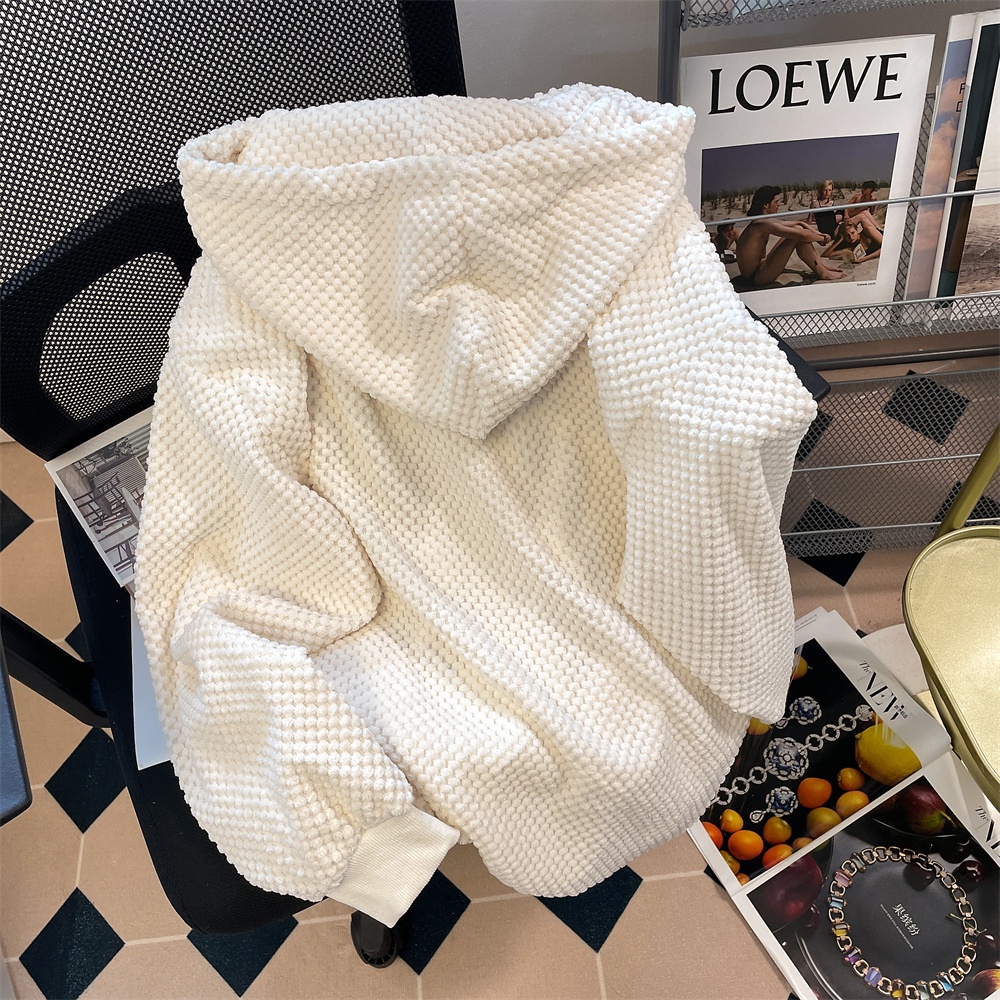 Áo hoodie ZHELIHANGFEI dáng rộng thêu chữ phong cách Mỹ thời trang