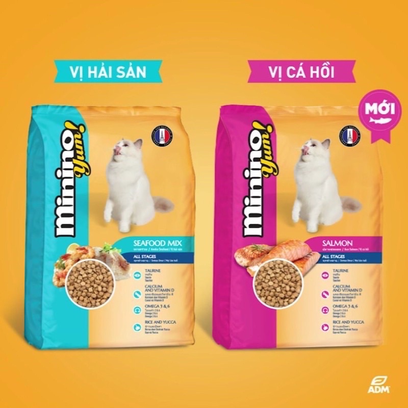minino vị hải sản và cá hồi hạt cho mèo túi 7kg(20goix350g)