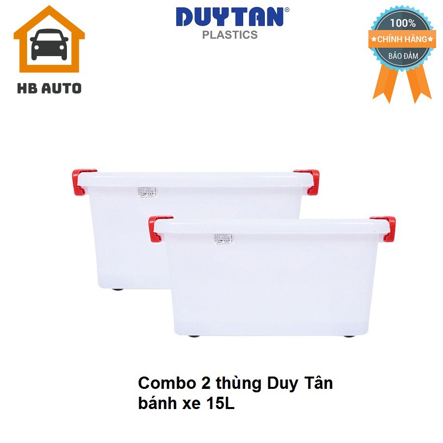 Kiện 2 Thùng Nhựa Cao Cấp Duy Tân Có Bánh Xe 15L (44 x 31 x 21 cm) No.749