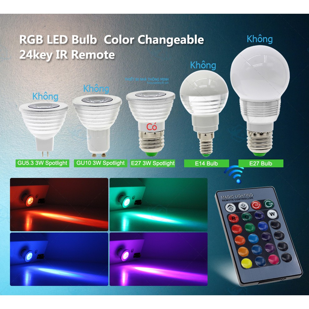 Đèn led đổi màu điều khiển từ xa 3WRGB