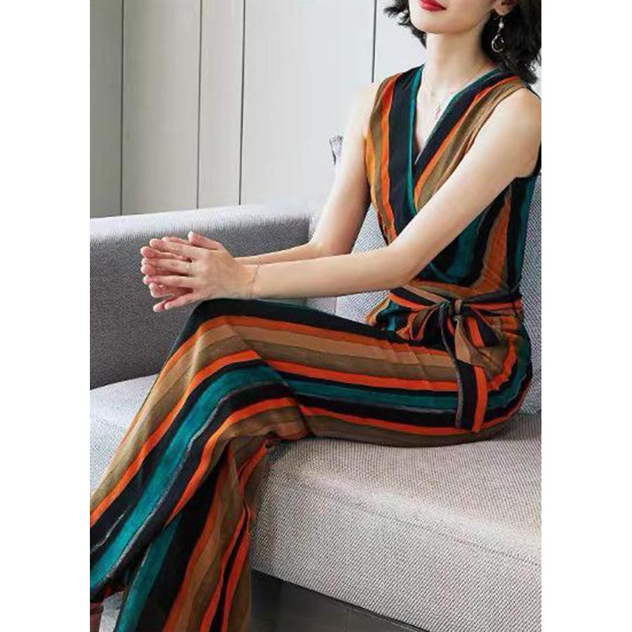 [CÓ SẴN] JUMPSUIT NỮ TÍNH DÁNG DÀI KIỂU CỔ ĐẮP CHÉO IN SỌC NHIỀU MÀU CỘT EO VẢI TỐT BIGSIZE THIẾT KẾ GIÁ RẺ ĐẸP