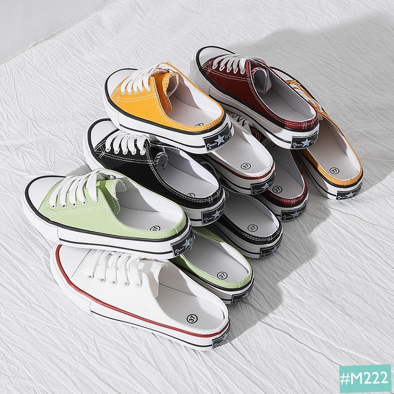 Giày Sục Vải MINSU M222 Kiểu Dáng Bata Sneaker Hàn Quốc Kết Hợp Giày Lười Slip On Không Gót HOT 2021 Đơn Giản Cho Bạn Nữ