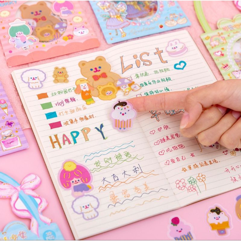 Giỏ xách  sticker 30 miếng xinh xắn cắt sẵn , mã JJ-SZB