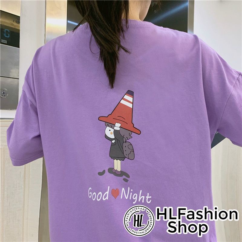 Áo thun tay lỡ form rộng Goodnight siêu đẹp, áo phông in HLFashion