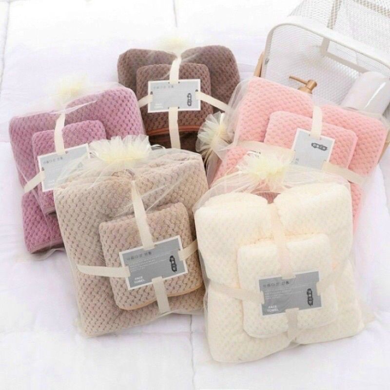 Set 2 Khăn Tắm Lông Cừu Cỡ Lớn  Mềm Mịn Thấm Hút Tốt
