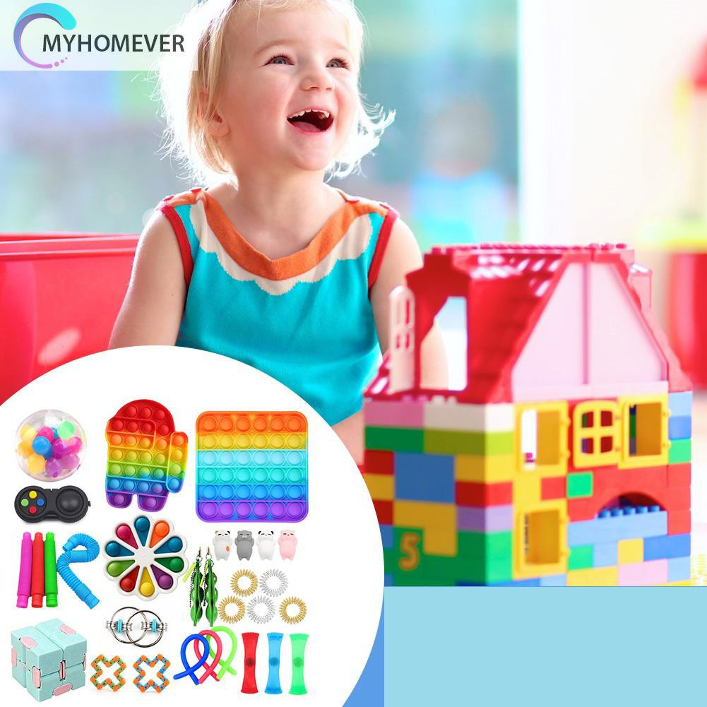Pop It Fidget Đồ chơi 31pcs Push Bubble Fidget Đồ chơi Set Autism Relaxing Sensory Stress Relief Đồ chơis