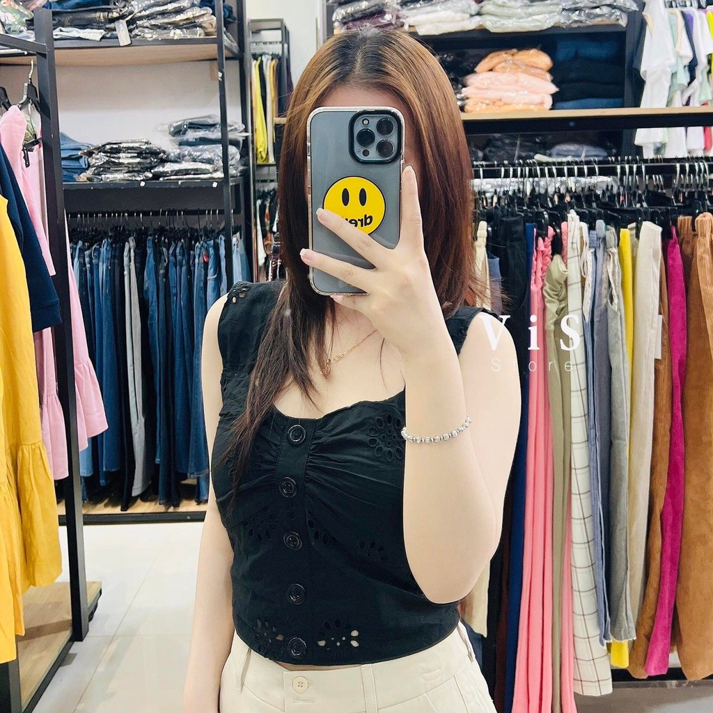 Áo croptop nữ màu đen