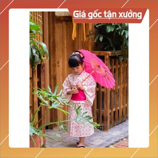 [THANH LÝ] Kimono Trẻ Em Trắng Hoa Hồng Tròn KI11