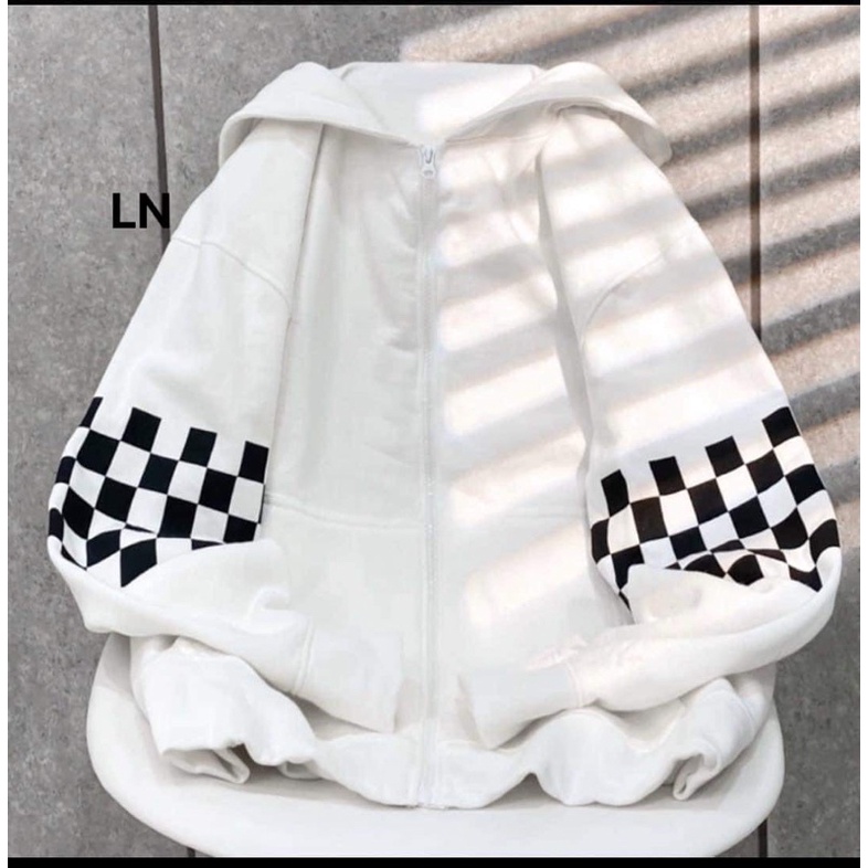 Áo khoác nỉ tay Caro mũ 2 lớp TH6