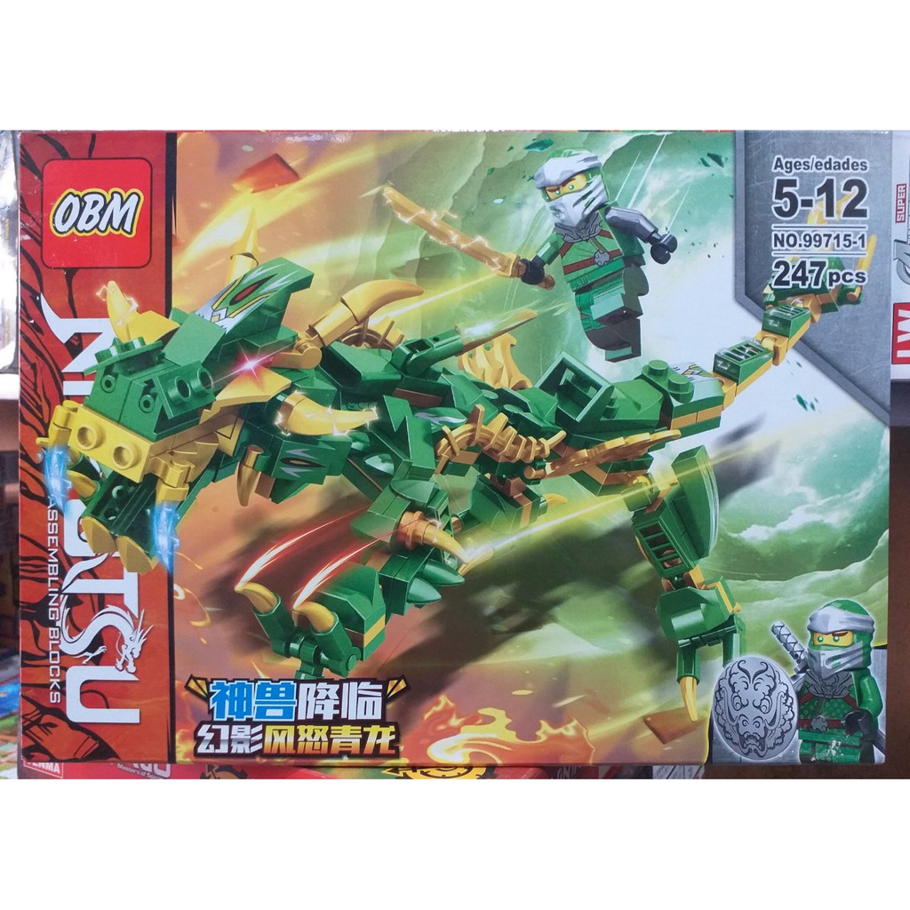 Lego Lắp Ráp Xếp Hình Ninjago Mô Hình Rồng Máy Xanh Huyền Thoại 99715(247 mảnh)