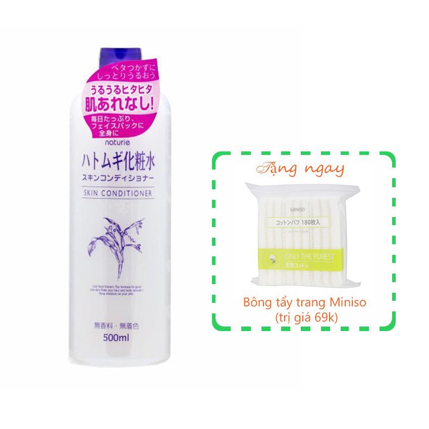 Nước hoa hồng Naturie Hatomugi Skin Conditioner giúp cân bằng da, cấp ẩm,hỗ trợ làm sáng da ngừa thâm dung tích 500ml