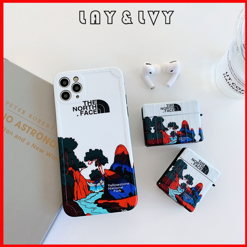 Fashion Brand The North Face Hotel California Yellowstone Park Drop-resistant IMD Silicone Airpods Case Earphone Case for AirPods Pro AirPods 1/2