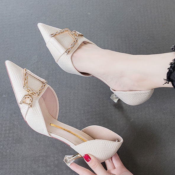 Giày cao gót mũi nhọn thời trang mùa thu mới cho nữ 2021