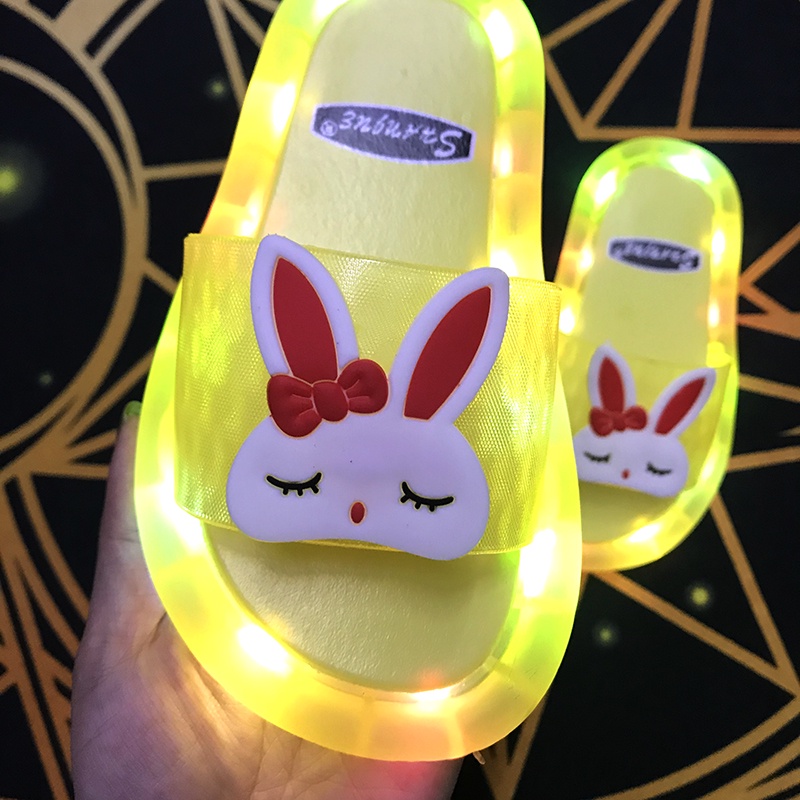 Dép Phát Sáng. Dép Đi Trong Nhà Hình Thỏ Có Đèn Nhấp Nháy Dễ Thương Thời Trang Cho Mẹ Và Bé