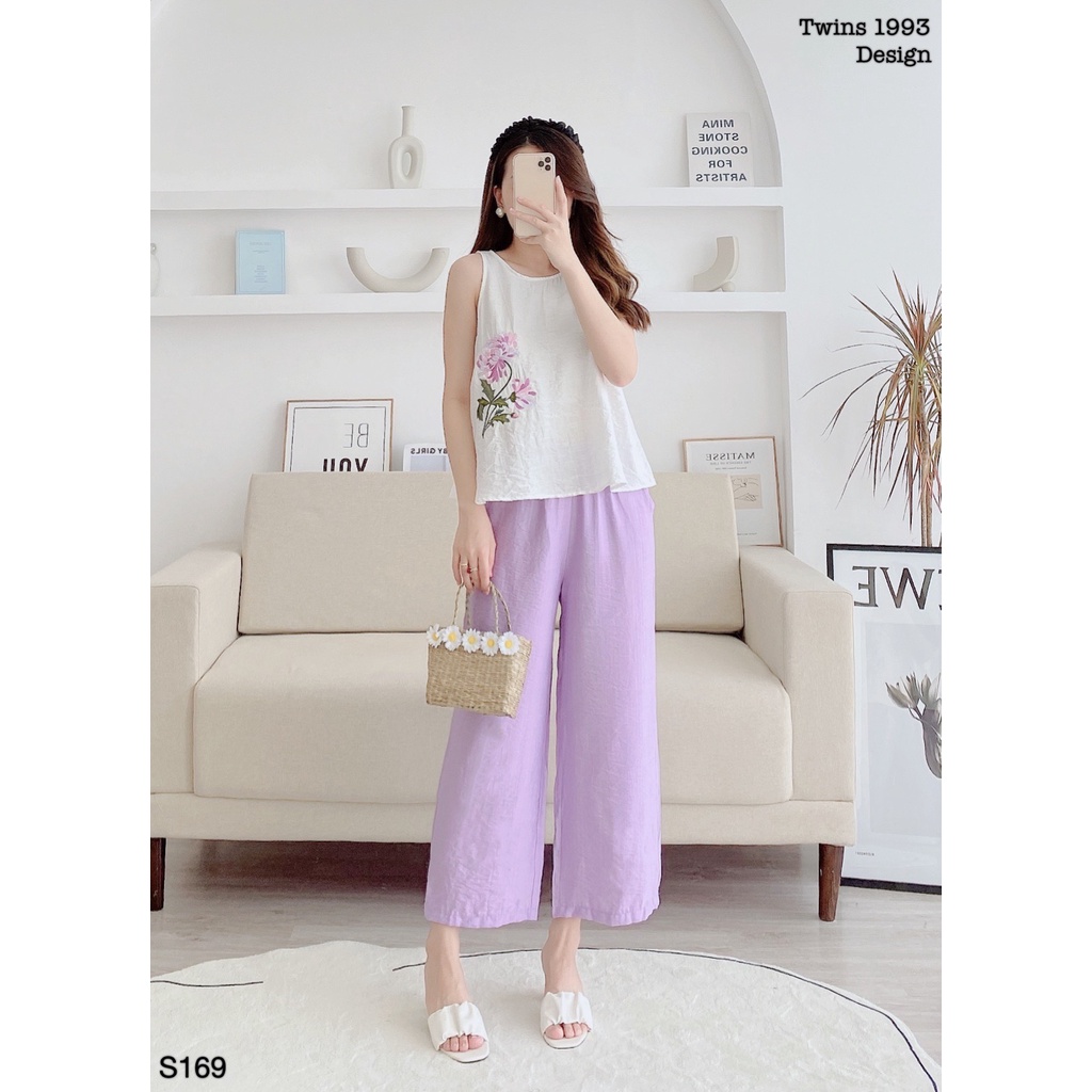 Bộ đũi nữ, bộ đồ nữ TWINS STORE thêu hoa, chất đũi lien siêu mát - S169