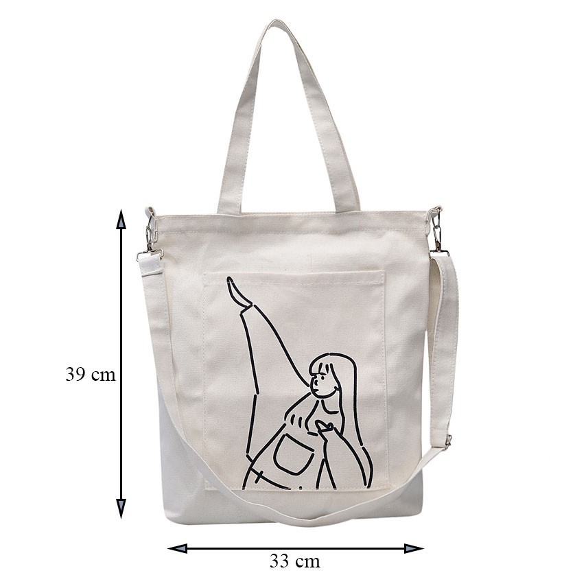Túi vải canvas đeo chéo đi học đi chơi cở nhỏ lớn phong cách thời trang TINZ|Mã TUI-02-DAB