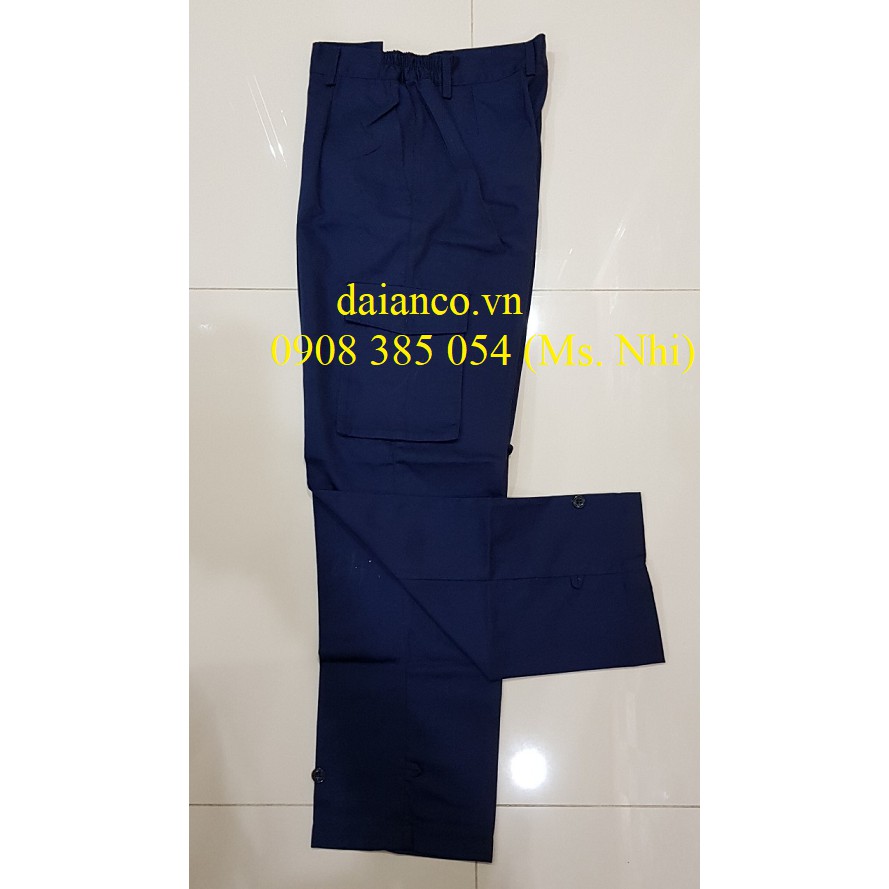 Quần áo bao hộ lao động màu tím than phối đỏ DA11- Hình thật