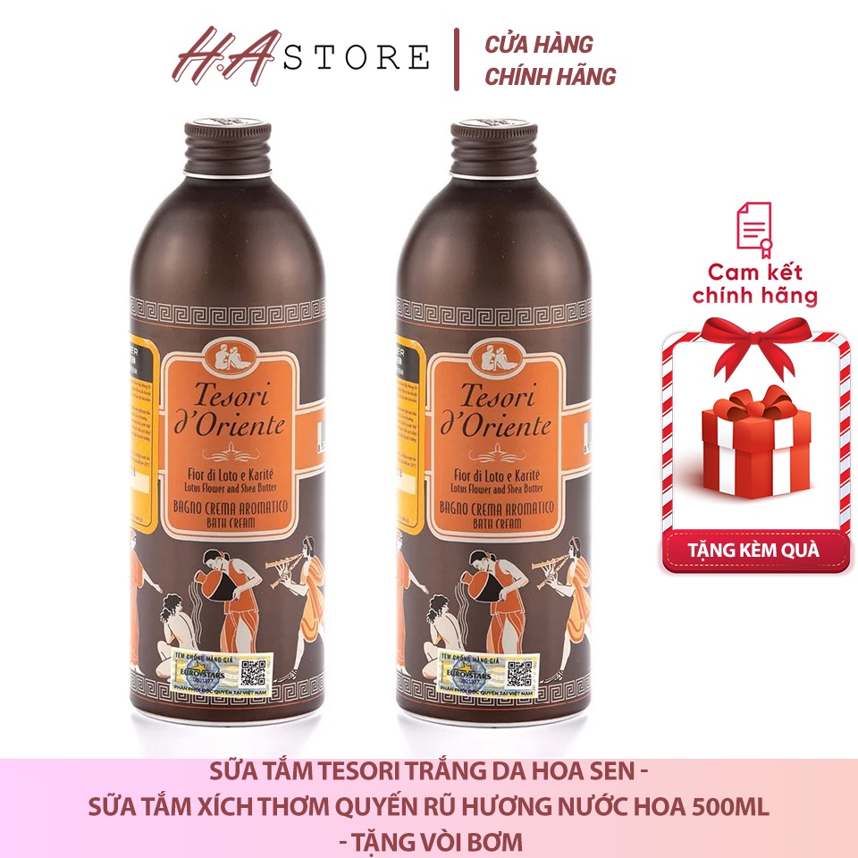 Sữa Tắm Xích Tesori Trắng Da Hoa Sen Hương Nước Hoa 500ml - Tặng Vòi Bơm
