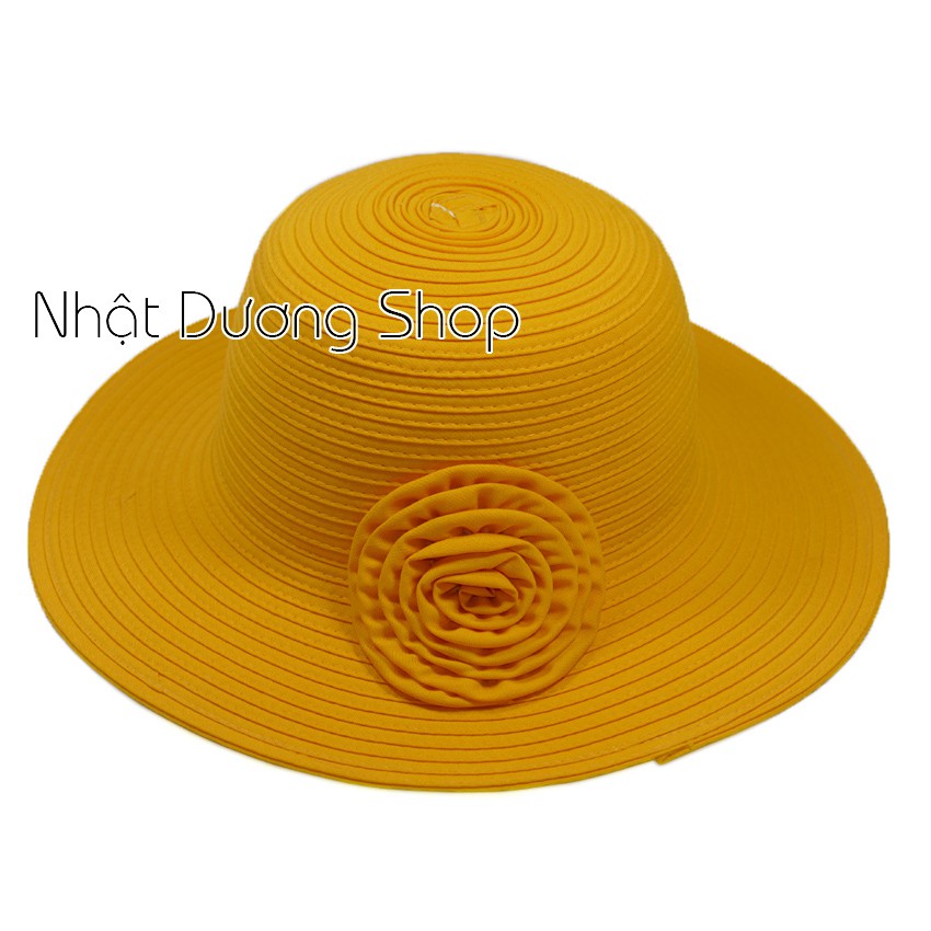 [ FREESHIP ] Nón bo nữ rộng vành 8cm có gắn hoa với chất liệu cói cao cấp, sang trọng che nắng cực tốt