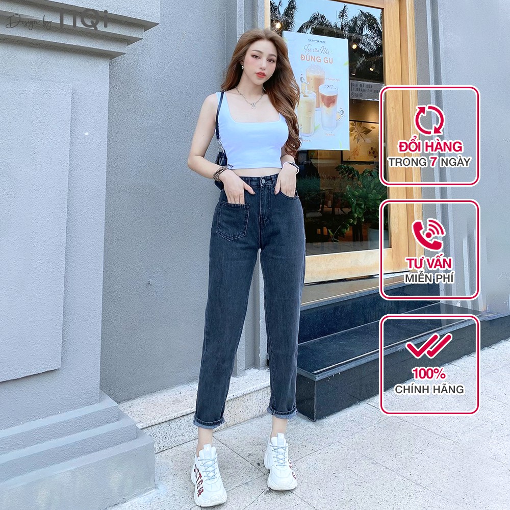 Quần Jean Baggy Nữ Lưng Cao Màu Xám Đen TiQi Jeans B1-126 | BigBuy360 - bigbuy360.vn