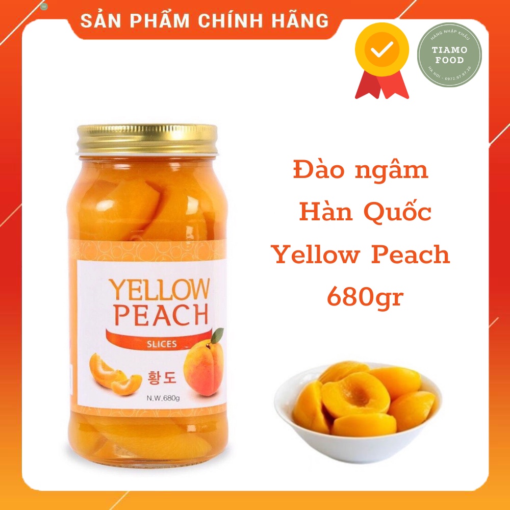 Trà Đào Ngâm Yellow Peach Hàn Quốc 680g - Nongwoo Food - Chính hãng