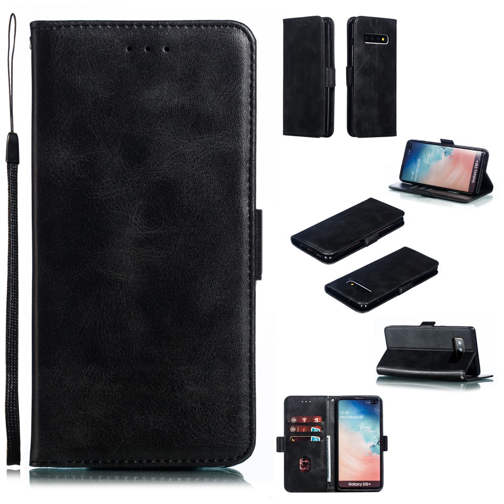 Ốp lưng nắp gập da màu trơn cho điện thoại Samsung S10/S10 Plus/S10e | BigBuy360 - bigbuy360.vn