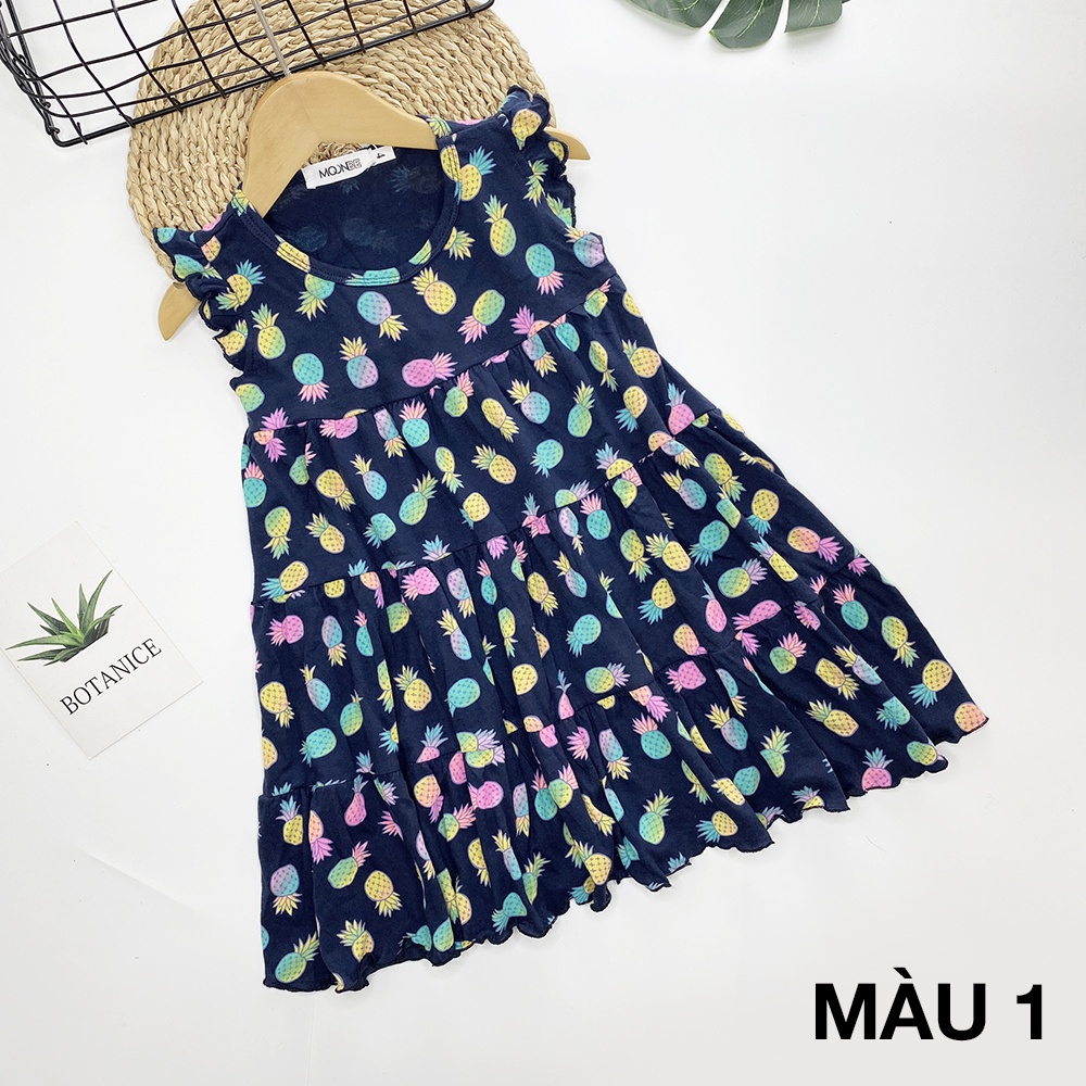 Váy cánh tiên 3 tầng chất cotton, đầm cánh tiên họa tiết mùa hè cho bé gái 11kg đến 28kg - Váy cánh tiên họa tiết
