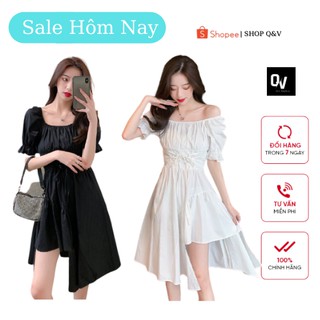 Váy, Đầm Đan Dây Lệch Tầng Xẻ Tà, Đầm Đi Dự Tiệc Cưới Thiết Kế,, Đi Chơi Dáng Xòe Sang Trọng thiết kế - ảnh thật