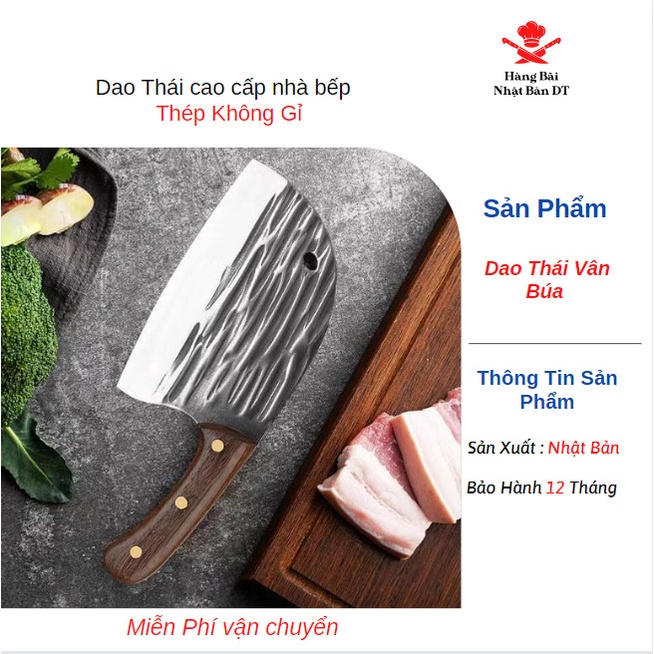 Dao Thái Thịt Cá Cao Cấp Nhật Bản Thiết Tay Cầm nhựa ABS Cao Cấp Chất Liệu Thép Không Gỉ Chuyên Dụng Cho Nhà Bếp SiêuABS