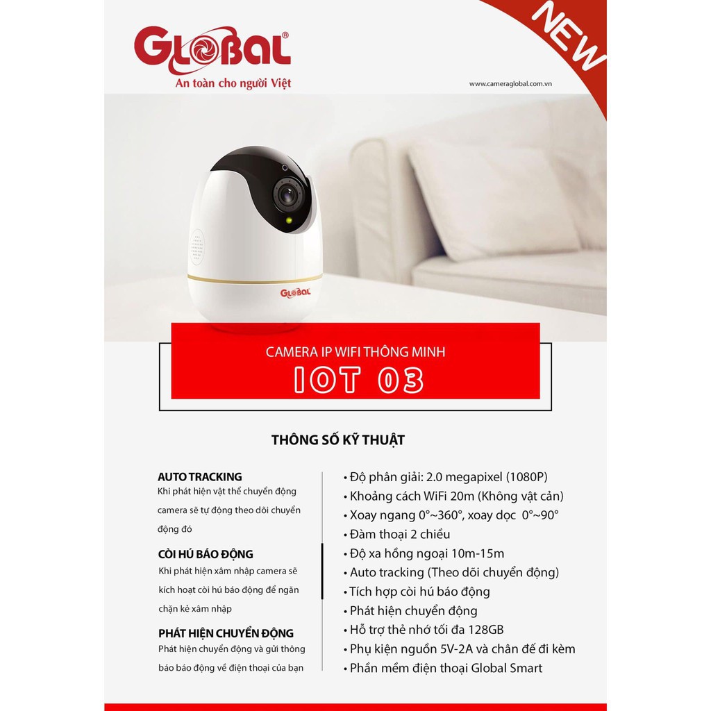 [Mới] Camera IP 2M (Xoay 360) WIFI Global IOT03 IOT06  FULL HD 1080P  Sever Việt Nam [Chính Hãng - BH 24 Tháng] | BigBuy360 - bigbuy360.vn