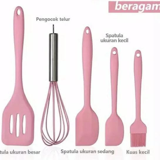 Set 5 Dụng Cụ Làm Bánh Bằng Silicon Cao Su Màu Đen Kèm 5 Dụng Cụ Khuấy Tiện Dụng