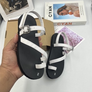 dép xăng đan nữ đế đen quai trắng ( hậu A130 )