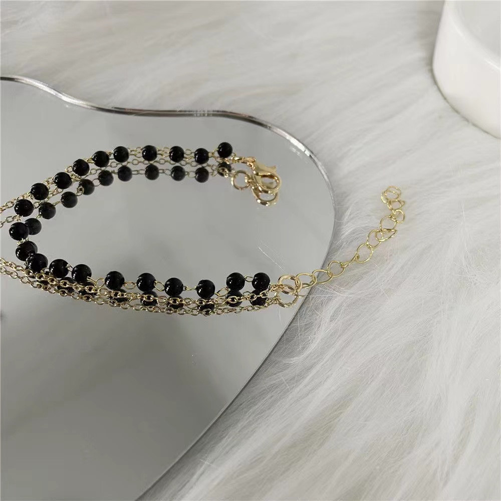 iF YOU Vòng Cổ Choker Màu Đen Mặt Hình Bướm Đính Ngọc Trai Phong Cách Cổ Điển Thời Trang Cho Nữ
