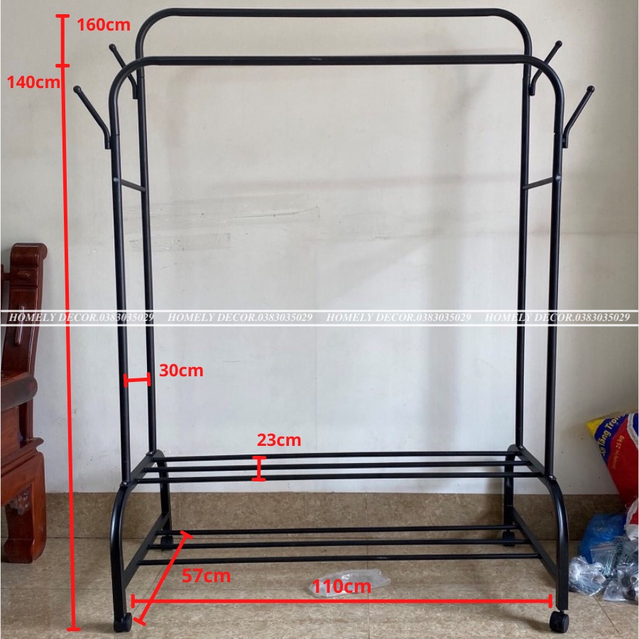 FREESHIP 🆓 Giá Treo Quần Áo Sắt Thép Sơn Tĩnh Điện Mẫu Mới - Kệ Treo Quần Áo, Để Giày Dép Lắp Ghép Đa Năng